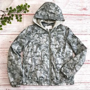 BCBG Generation Hooded Floral Jacket Packable Gray